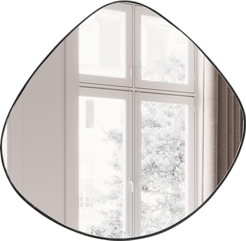Kare Design Spiegel Göteborg, Spiegel mit schwarzem Rahmen, asymmetrischer Spiegel, leichte Wandmontage, Spiegel für Flur und Wohnzimmer, (H/B/T) 90x93x1,5cm, Schwarz von Kare
