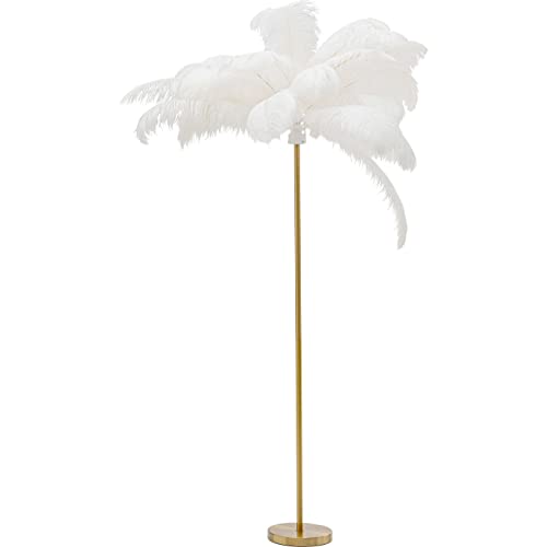 Kare Design Stehleuchte Feather Palm, Weiß, Federn, 165cm, Stehlampe für Wohnzimmer, Bodenlampe, Dekoleuchte, Leuchtmittel nicht inklusiv von Kare