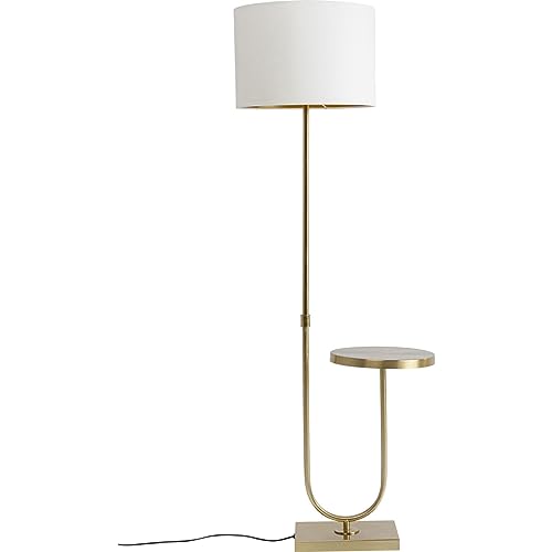 Kare Design Stehleuchte Posso, Gold, Stehlampe, Stahlgestell, Leinen Schirm, handgearbeitet, kein Leuchtmittel inklusive, 165x61x41 cm (H/B/T) von Kare