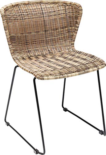 Kare Design Stuhl Sansibar, Esstimmerstuhl in Naturfarben, mit breiter Rückenlehne, ohne Armlehnen, Gestell als Kufe in schwarz (H/B/T) 78x53x56cm von Kare