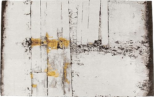 Kare Design Teppich Abstract Grey Line, großer Wohnzimmerteppich, gewebter Bodenteppich, Vorleger, Läufer, Grau, 1x200x300cm (H/B/T) von Kare