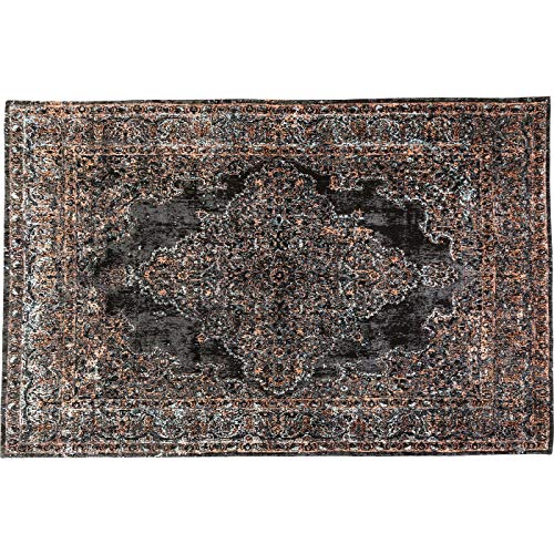 Kare Design Teppich Kelim Pop Rockstar, großer Wohnzimmerteppich, Bodenteppich mit orientalischem Muster, Vorleger, Läufer, Schwarz-Braun (H/B/T) 1x200x300cm von Kare