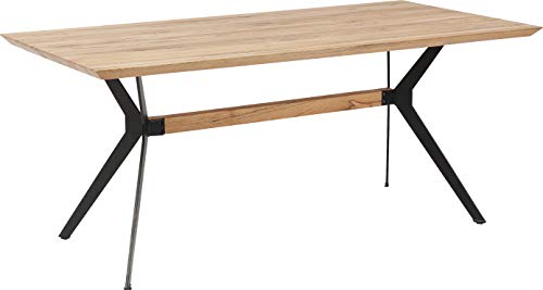 Kare Design Tisch Downtown, Braun, Esstisch, Eiche Massivholz Tisch, Stahl Beine, teilweise Handarbeit, rechteckig, 180x90 cm (L/B) von Kare