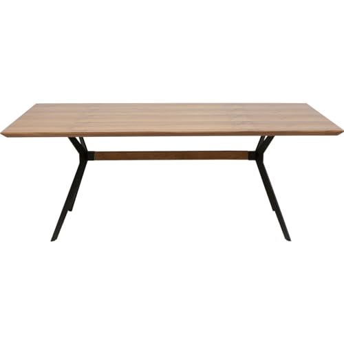Kare Design Tisch Georgetown Walnuss (200 x 90 x 77 cm) – großer Esstisch mit Beinen aus pulverbeschichtetem Stahl – Stilvolles Möbelstück, teilweise handgearbeitet von Kare