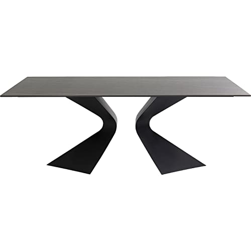 Kare Design Tisch Gloria, Schwarz, Luxuriöser Esstisch für 6-8 Personen, Küchentisch, Schreibtisch, Keramik, Schwarze Stahlbeine, 75x200x100 cm (H/B/T) von Kare