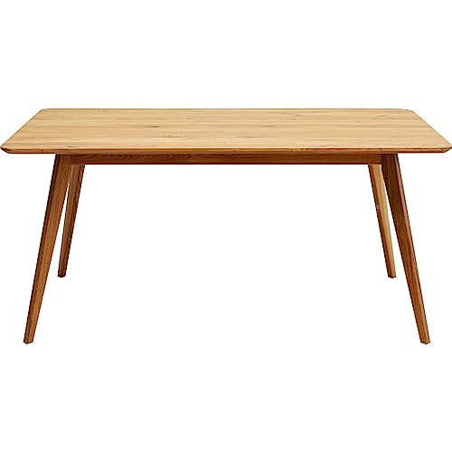 Kare Design Tisch Memo, Esstisch für 4 Personen, Braun, Massiver Holztisch, Esszimmertisch, Küchentisch, Schreibtisch, Eiche Massivholz, 75x160x90 cm (H/B/T) von Kare