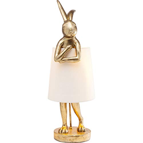 Kare Design Tischlampe Animal Rabbit Gold/Weiß, Hasenleuchte, Tischleuchte, Nachttischlampe, Tiermotiv, Schreibtischlampe Kinder, Kippschalter am Kabel, Leuchtmittel nicht inklusive, 68x23x26cm von Kare