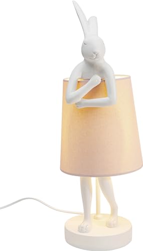 Kare Design Tischlampe Animal Rabbit Rosa/Weiß, Hasenleuchte, Tischleuchte, Nachttischlampe, Tiermotiv, Schreibtischlampe Kinder, Kippschalter am Kabel, Leuchtmittel nicht inklusive, 50x17x20cm von Kare