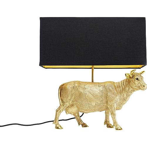 Kare Design Tischleuchte Cow, Gold, Tischlampe, Kuh Motiv, kein Leuchtmittel inklusive, 52x46x18 cm (H/B/T) von Kare