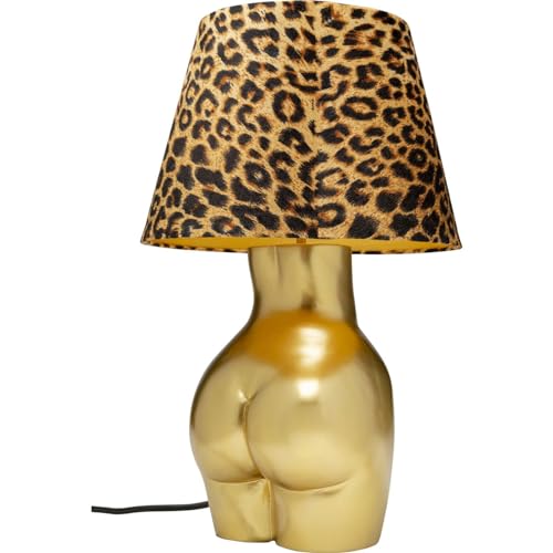 Kare Design Tischleuchte Donna Leo, Gold, Tischlampe, Leoparden Lampenschirm Muster, kein Leuchtmittel inklusive, 48x30x30 cm (H/B/T) von Kare