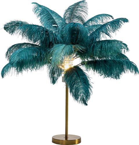 Kare Design Tischleuchte Feather Palm, Grün, Federn, 60cm, Schreibtischlampe, Nachttischlampe, Dekoleuchte, Tischlampe, Leuchtmittel nicht inklusiv von Kare