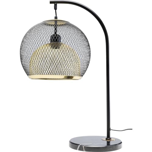 Kare Design Tischleuchte Grato, Schwarz, Tischlampe, Stahlgestell, Marmor Sockel, kein Leuchtmittel inklusive, 62x43x30 cm (H/B/T) von Kare