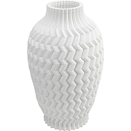 Kare Design Vase Akira Oval, weiß, Blumenvase, Dekorationsvase, Gefäß für Blumen, Tischvase, 35cm von Kare