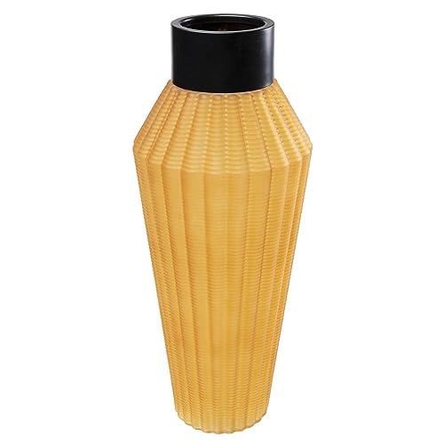 Kare Design Vase Barfly Amber Matt, gelb/schwarz, Blumenvase, Dekorationsvase, Gefäß für Blumen, Tischvase, 43cm von Kare