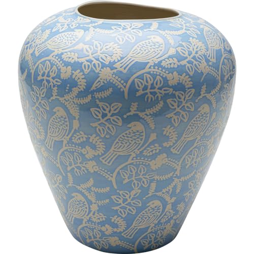 Kare Design Vase Birdsong, Blau, Deko Vase, Blumenvase, Vogelgesang, Porzellan, handgearbeitet, Unikat, 33 cm (H) von Kare