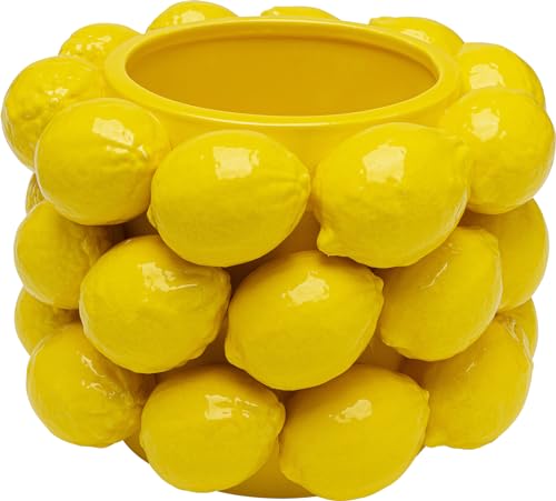 Kare Design Vase Lemon Juice, Gelb, Deko Vase, Blumenvase, Zitronen Motiv, Porzellan, handgearbeitet, Unikat, 19 cm (H) von Kare