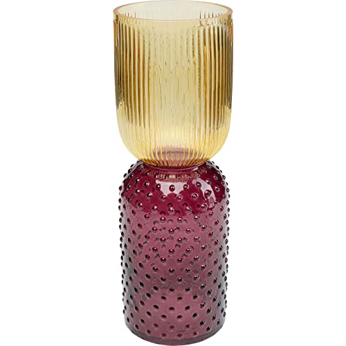 Kare Design Vase Marvelous Duo, Gelb/Lila, Deko Vase mit Strukturmix, Glas, 38 cm (H) von Kare