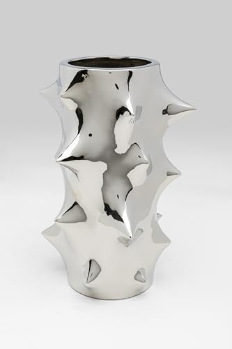 Kare Design Vase Pointy, Silber, Blumenvase, Dekorationsvase, Gefäß für Blumen, Tischvase, 30cm von Kare