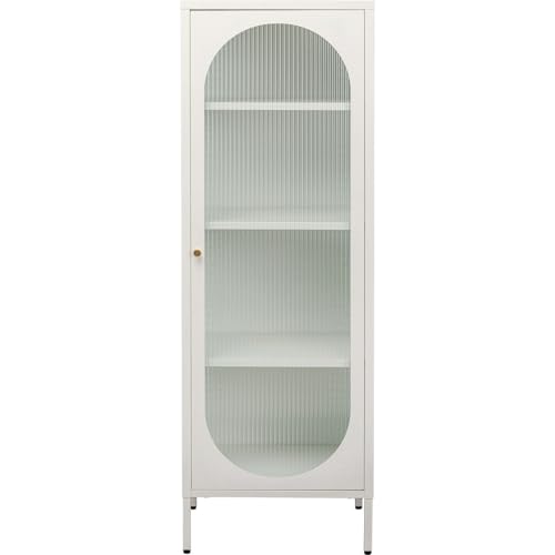 Kare Design Vitrine Naxos, Weiß, Kommode, Aufbewahrung, Stahlgestell, Glas Tür, Wohnzimmer, Flur, Schlafzimmer, 150x50x35 cm von Kare