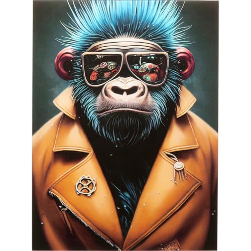 Kare Design Wandbild Fashion Gorilla, Bunt, Rechteckig, Glasbild, 4mm ESG Sicherheitsglas, Tierisches Design, Affe, Wandkunst, Bild, Schlafzimmer, Wohnzimmer, Glas, Polypropylen, 80x60 cm (H/B) von Kare