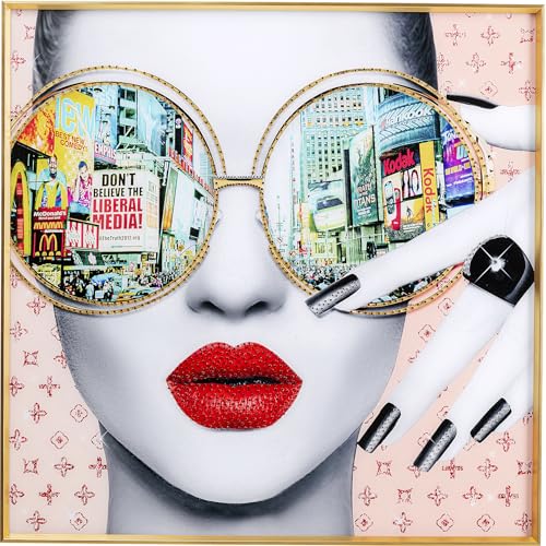 Kare Design Wandbild Times Square View, Bunt, Quadratisch, mit Dekoelementen, Sicherheitsglas, Bilddruck, Wandkunst, New York City, Glamour, Schlafzimmer, Wohnzimmer, Papier, Glas, 80x80 cm (H/B) von Kare