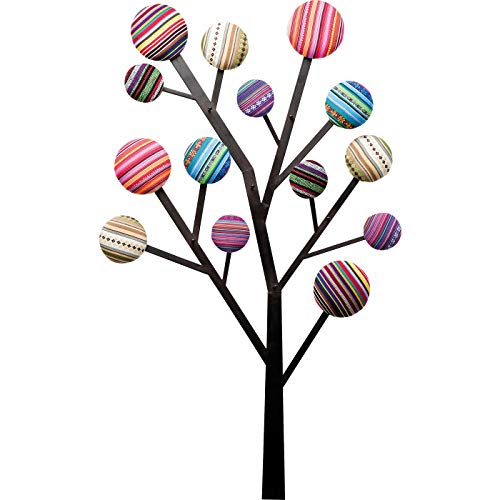 Kare Design Wandgarderobe Bubble Tree Mehrfarbig, Baumwollbezug, Garderobenleiste mit 6 Haken für den Eingangsbereich, Garderobe, Wohnzimmer, Flur, 111x65x7 cm (H/B/T), Bunt von Kare