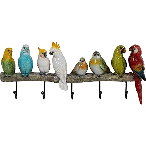 Kare Design Wandgarderobe Exotic Birds, Mehrfarbig, Wandgarderobe, Stahl Haken, 5 Haken, 24x54x7 cm (H/B/T) von Kare