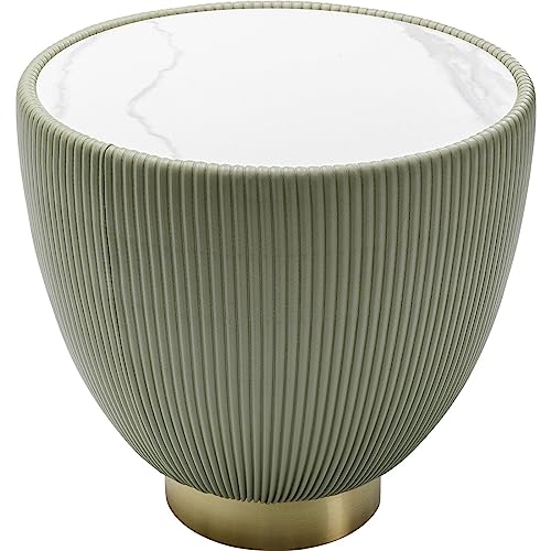 Kare Design Beistelltisch Endless Vegas, Grün, 47cm Durchmesser, Couchtisch, Wohnzimmertisch, rund, Keramik Tischplatte, Stahlgestell, Holz Verkleidung, 45x47x47 cm (H/B/T) von Kare