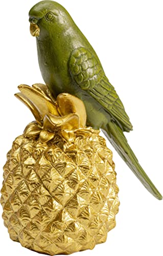 Kare Design Deko Figur Ananas Parrot Gold/Grün, Dekoration für Sideboards, Kommoden oder Regale, Papagei, Sammlerfigur, Deko Objekt, Accessoire, 14x10,5x7cm von Kare