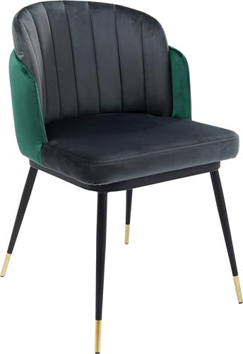 Kare Design Stuhl Hojas Grau, Polsterstuhl, Samtoptik, Sitzhöhe 49cm von Kare