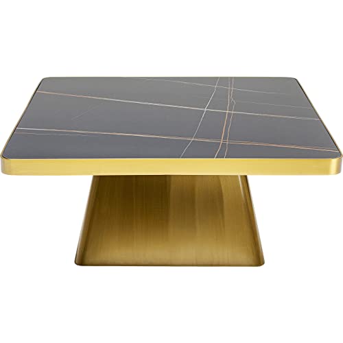 Kare Design Couchtisch Miler, Gold, 80x80cm, Beistelltisch, Stahlgestell, Marmor Tischplatte, 36x80x80 cm (H/B/T) von Kare