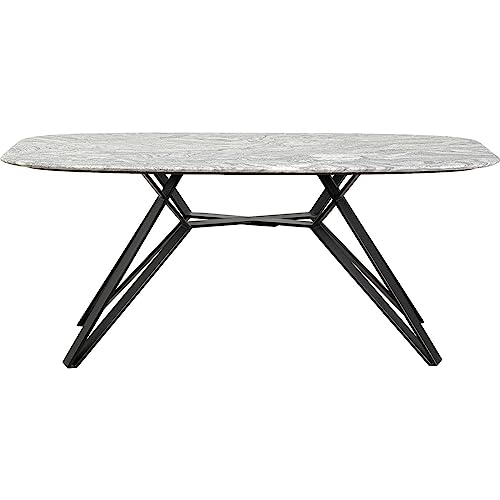 Kare Design Tisch Okinawa, Schwarz, 180x90cm, Esszimmertisch, Stahl Gestell, Tischplatte aus Granit, Platz für 6-8 Personen, 76x180x90cm (H/B/T) von Kare