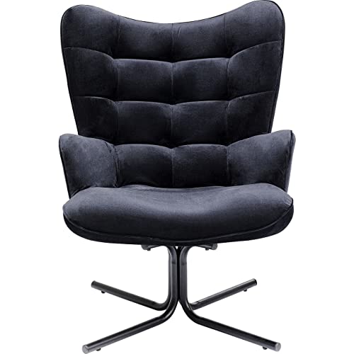 Kare Design Drehsessel Oscar Velvet, Schwarz, Samtoptik, 180 Grad drehbar, Sessel, Sitzschale aus massivem Buchenholz, 95x82xx73 cm (H/B/T) von Kare