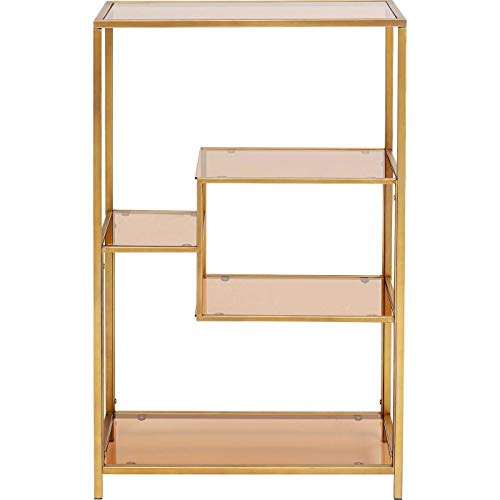 Kare Design Regal Loft, Gold, 5 Ablagen, Stahlgestell, Glas Fachböden, 100x60x30 cm (H/B/T) von Kare