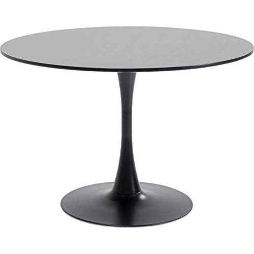 Kare Design Tisch Schickeria, Schwarz, Durchmesser 110cm, Esszimmertisch, Stahl Gestell, Holztisch foliert, Platz für 4-6 Personen, 74x110x110cm (H/B/T) von Kare