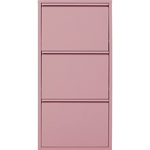 Kare Design Schuhschrank Caruso, Rosa, Stahl, mit 3 Klappen, Schuhablage für 6 Paar Schuhe, schmal, platzsparend, hoch, Schuhregal, Eingangsbereich, 103x50x15 cm (H/B/T) von Kare