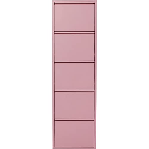 Kare Design Schuhschrank Caruso, Rosa, Stahl, mit 5 Klappen, Schuhablage für 10 Paar Schuhe, schmal, platzsparend, hoch, Schuhregal, Eingangsbereich, 170x50x15 cm (H/B/T) von Kare