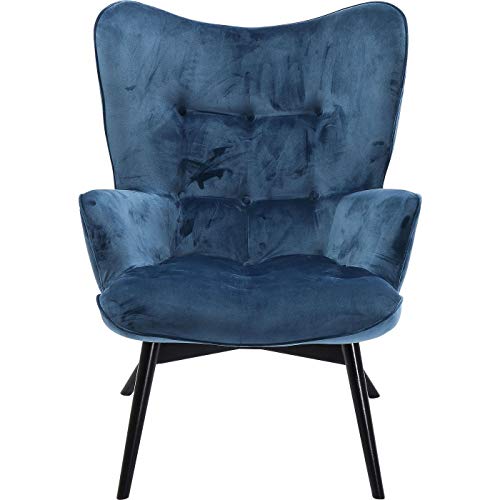 Kare Design Sessel Vicky Velvet, samt blau Loungesessel, TV-Sessel mit dunklem Holzgestell, (H/B/T) 92x59x63cm von Kare