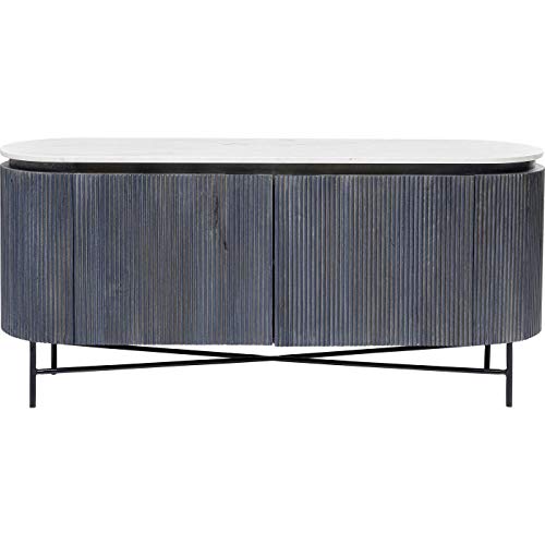 Kare Design Sideboard Glenn, Schwarz/Grau, TV-Board, Marmor Deckplatte, Massivholz, Stahlgestell, Wohnzimmer, Schlafzimmer, 75x161x47 cm von Kare