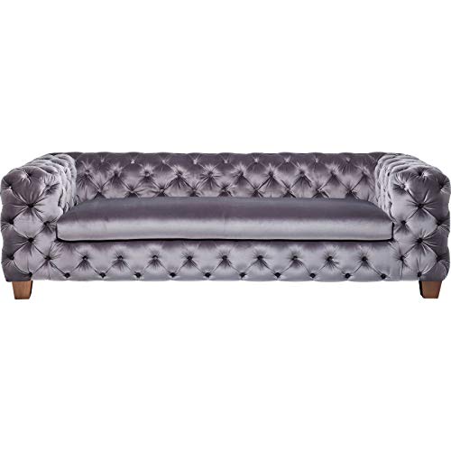 Kare Design Sofa Desire Silbergrau, 3-Sitzer, Breites Loungesofa aus weichem Samtstoff, Edle Couch mit Vintage Effekt, (H/B/T) 68x245x100cm von Kare