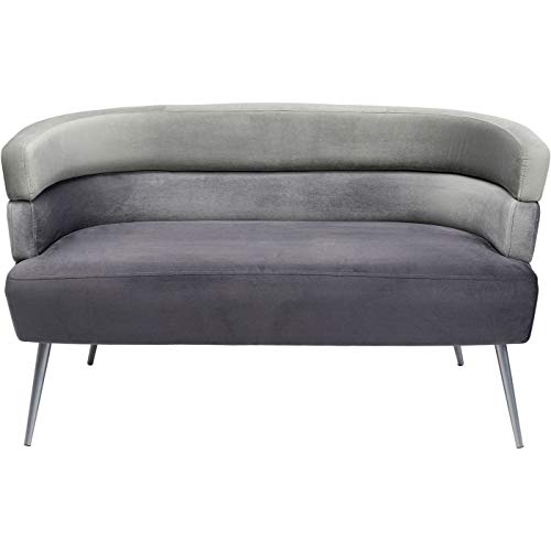 Kare Design Sofa Sandwich 2-Sitzer, Grau, Sofa, Couch, Samptoptik, Stahlfüße, handgearbeitet, 64x125x64 cm (H/B/T) von Kare