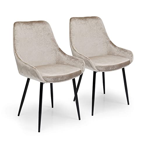Kare Design Stuhl East Side 2er Set, Champagne, Polsterstuhl, Esszimmerstuhl, Samptoptik, pflegeleichter Stoff, gemütlicher Stuhl, für Ess-, Wohn- oder Arbeitszimmer, 88x52x579 cm (H/B/T) von Kare