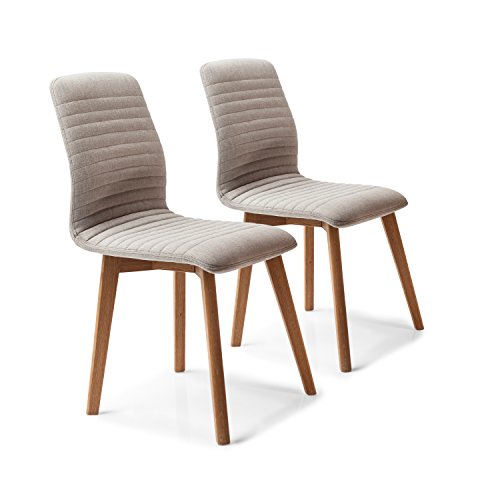 Kare Stuhl Lara 2er Set, 41230, bequemer, moderner Esszimmerstuhl im Retro Design, beige (H/B/T) 92 x 44 x 45 cm von Kare