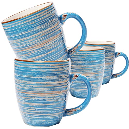 Kare Tasse mit Henkel Swirl blau handgemacht Kaffeebecher von Kare