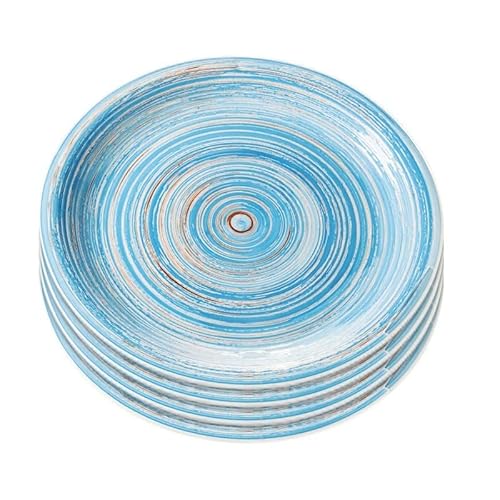 Kare Teller Swirl blau handgemacht Keramik Ø 19 cm Kuchenteller von Kare