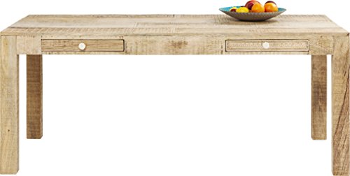 Kare Design Tisch Puro, Esszimmertisch verziert mit handgeschnitzten Ornamenten, Hellbraun, 77 x 180 x 90 cm von Kare
