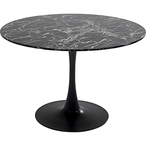 Kare Design Tisch Veneto Marmor, Schwarz, Ø110cm, Naturstein Mineralmarmor, Tischfuß Stahl, Esstisch für 4-6 Personen von Kare