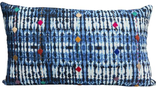 Kare Design Kissen Desna Patchwork, Blau, Deko Kissen, Zierkissen, Baumwolle, mit Reißverschluss, Handgearneitet, Unikat, 36x60x2 cm (H/B/T) von Kare