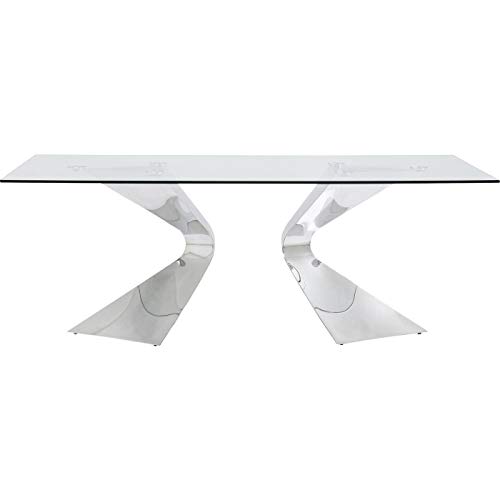Kare Design Tisch Gloria chrome, Glastisch chrome, Luxus Glastisch, extravaganter Esstisch, (H/B/T) 75x200x100cm, Silber von Kare
