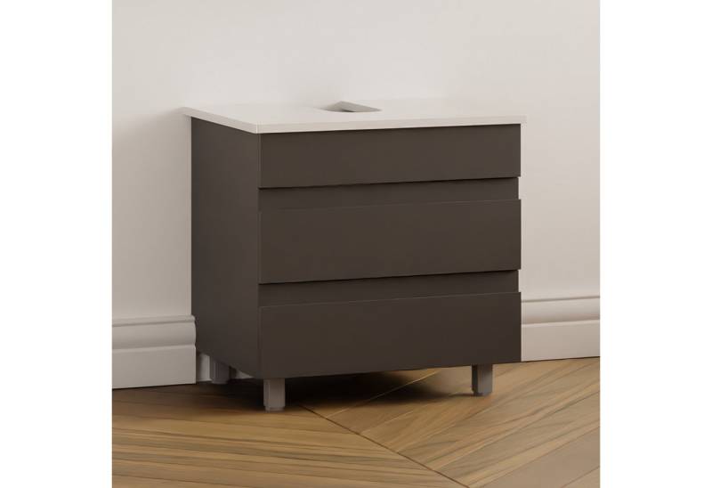 Karen Waschbeckenunterschrank Waschbeckenunterschrank Lara (Stehender Waschtischunterschrank, 2-St., Unterschrank, Konsolenplatte mit Siphonausschnitt, Füße) von Karen